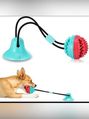 Grip N' Play' Treat Dispensing‎ Ball Shaped Suction Cup Dog Toy